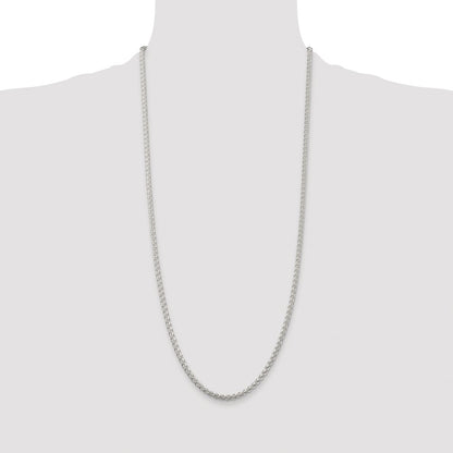 Sterling Silver Rhodium-plated 3mm Round Spiga Chain