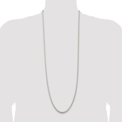 Sterling Silver Rhodium-plated 3mm Round Spiga Chain
