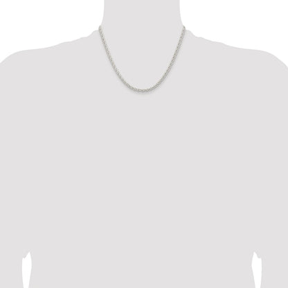 Sterling Silver Rhodium-plated 3.7mm Round Spiga Chain