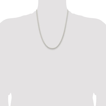 Sterling Silver Rhodium-plated 3.7mm Round Spiga Chain