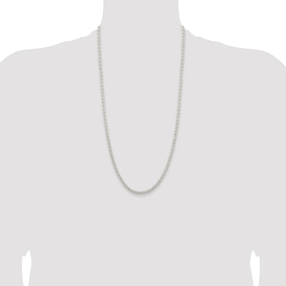 Sterling Silver Rhodium-plated 3.7mm Round Spiga Chain
