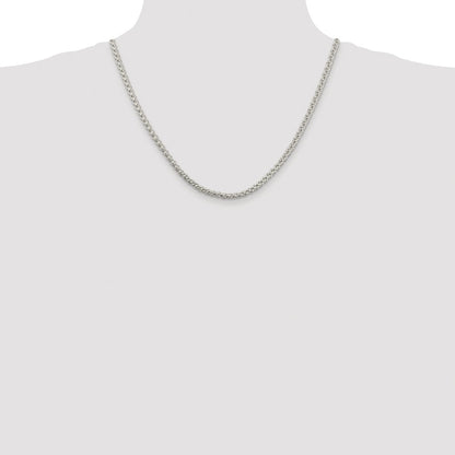 Sterling Silver Rhodium-plated 4mm Round Spiga Chain