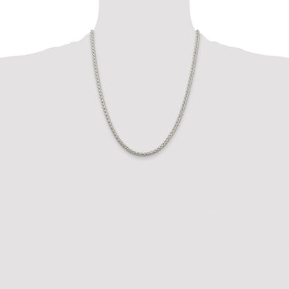 Sterling Silver Rhodium-plated 4mm Round Spiga Chain