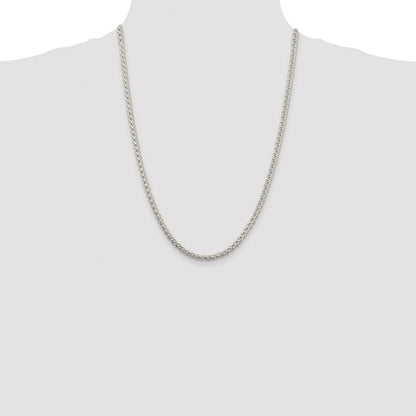 Sterling Silver Rhodium-plated 4mm Round Spiga Chain