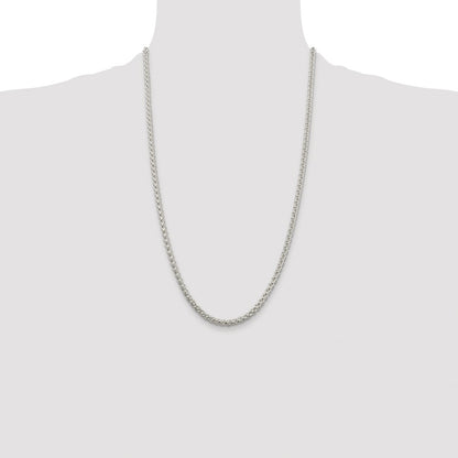 Sterling Silver Rhodium-plated 4mm Round Spiga Chain