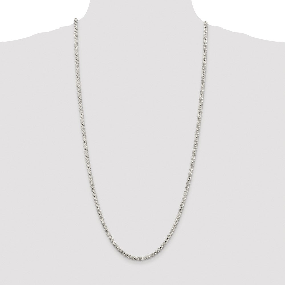 Sterling Silver Rhodium-plated 4mm Round Spiga Chain