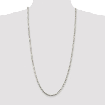 Sterling Silver Rhodium-plated 4mm Round Spiga Chain