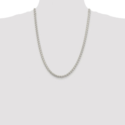 Sterling Silver Rhodium-plated 5mm Round Spiga Chain