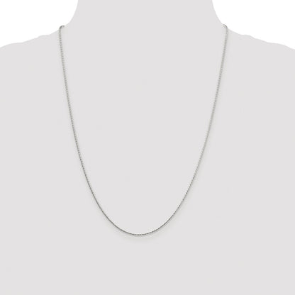 Sterling Silver Rhodium-plated 1.25mm Diamond-cut Round Spiga Chain
