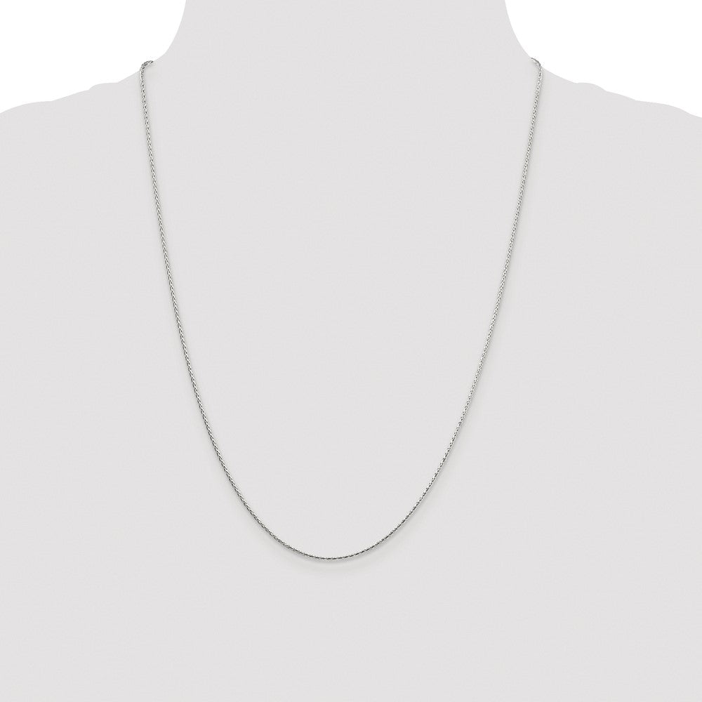 Sterling Silver Rhodium-plated 1.25mm Diamond-cut Round Spiga Chain