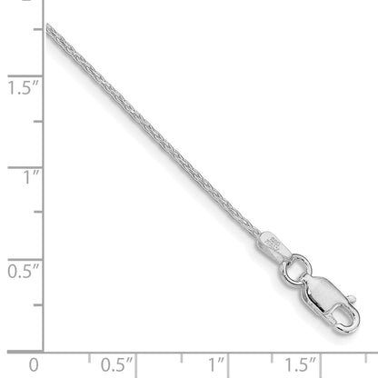 Sterling Silver Rhodium-plated 1.25mm Diamond-cut Round Spiga Chain