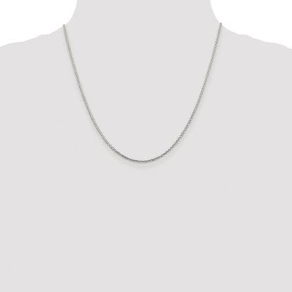Sterling Silver Rhodium-plated 1.45mm Diamond-cut Round Spiga Chain