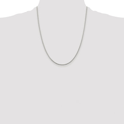Sterling Silver Rhodium-plated 1.45mm Diamond-cut Round Spiga Chain