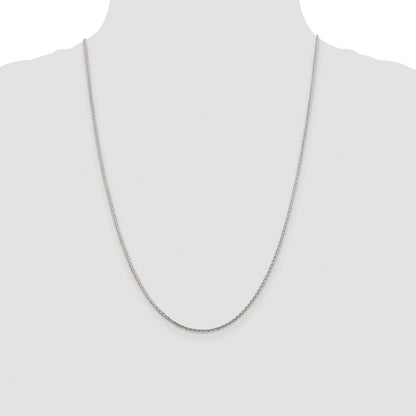 Sterling Silver Rhodium-plated 1.45mm Diamond-cut Round Spiga Chain