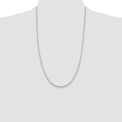 Sterling Silver Rhodium-plated 1.45mm Diamond-cut Round Spiga Chain