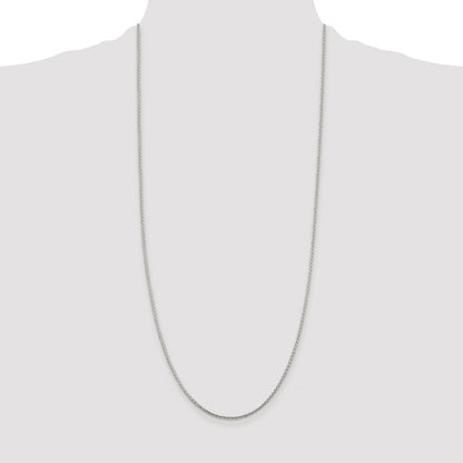 Sterling Silver Rhodium-plated 1.45mm Diamond-cut Round Spiga Chain