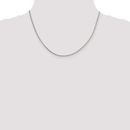 Sterling Silver 1.7mm Diamond-cut Round Spiga Chain w/2in ext.
