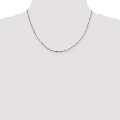 Sterling Silver Rhodium-plated 1.7mm Diamond-cut Round Spiga Chain
