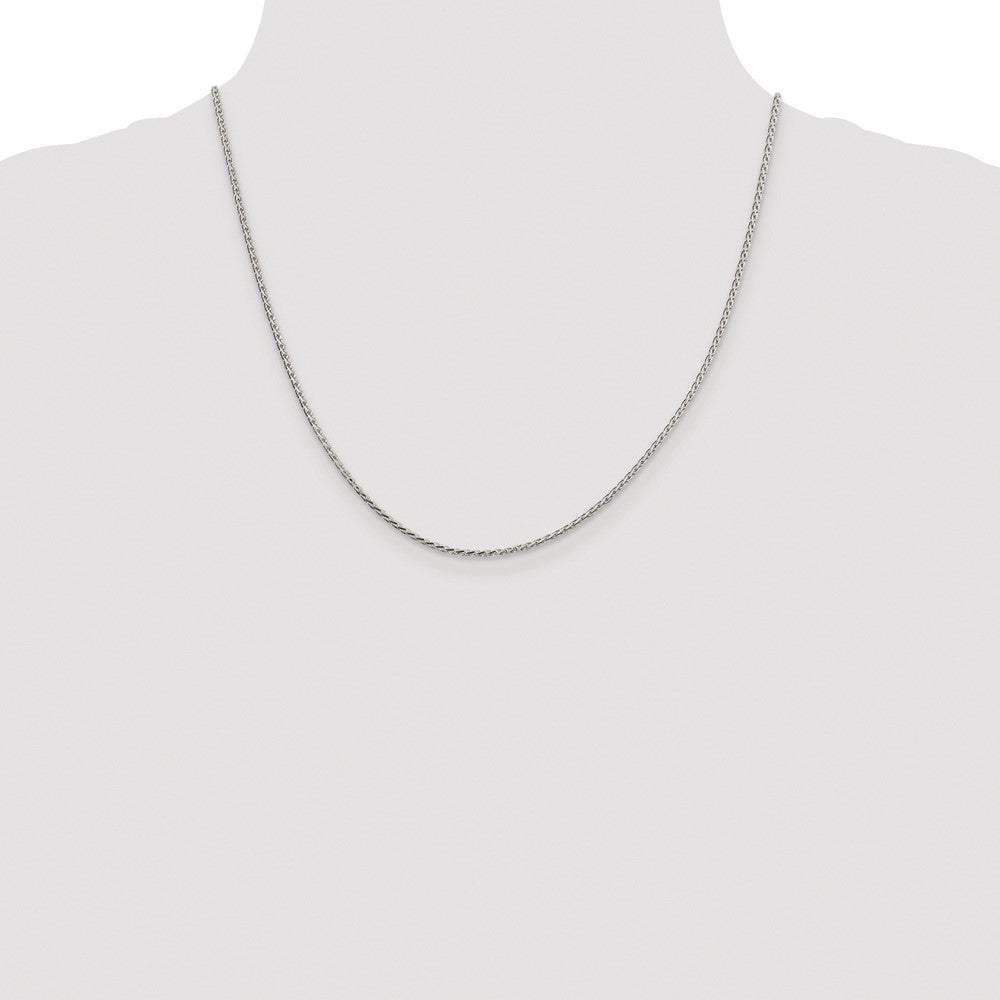 Sterling Silver Rhodium-plated 1.7mm Diamond-cut Round Spiga Chain