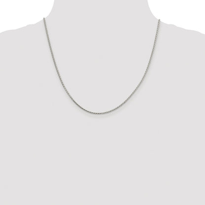 Sterling Silver Rhodium-plated 1.7mm Diamond-cut Round Spiga Chain