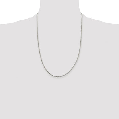 Sterling Silver Rhodium-plated 1.7mm Diamond-cut Round Spiga Chain
