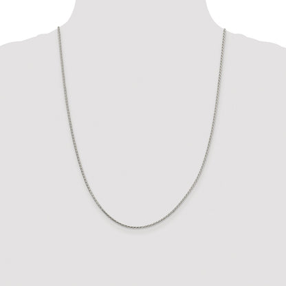 Sterling Silver Rhodium-plated 1.7mm Diamond-cut Round Spiga Chain