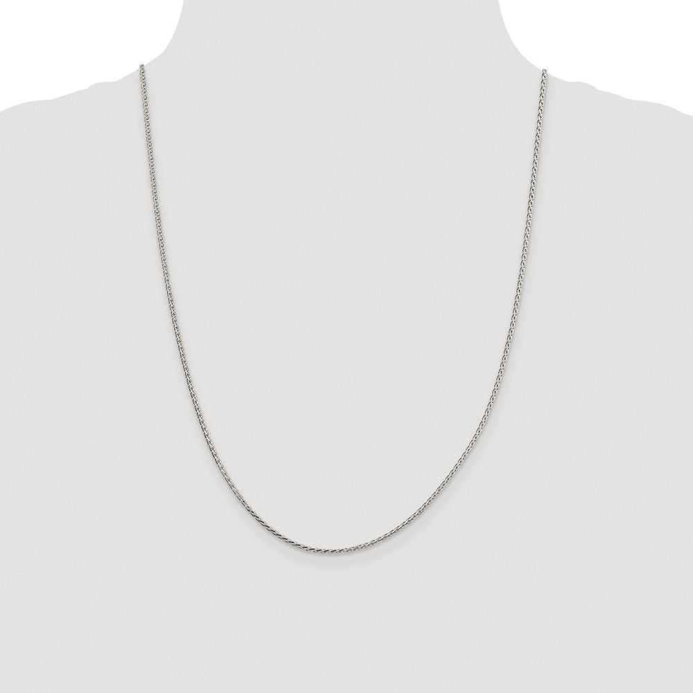 Sterling Silver Rhodium-plated 1.7mm Diamond-cut Round Spiga Chain