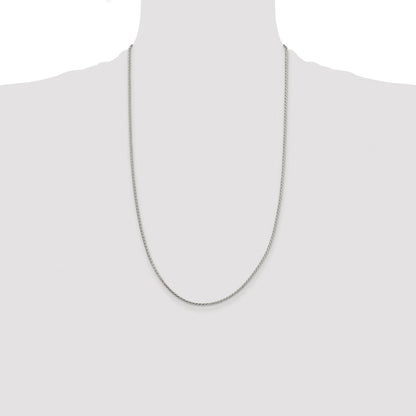Sterling Silver Rhodium-plated 1.7mm Diamond-cut Round Spiga Chain
