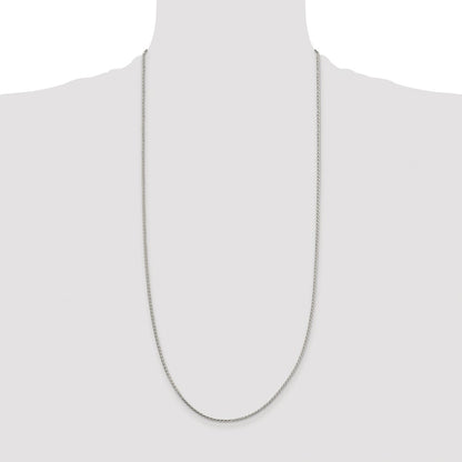 Sterling Silver Rhodium-plated 1.7mm Diamond-cut Round Spiga Chain