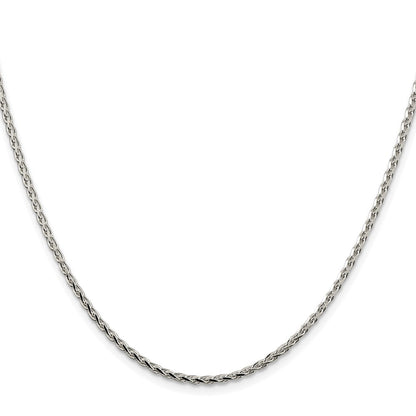 Sterling Silver Rhodium-plated 2.15mm Diamond-cut Round Spiga Chain