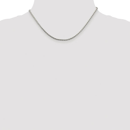 Sterling Silver Rhodium-plated 2.15mm Diamond-cut Round Spiga Chain