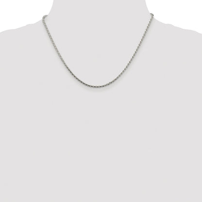 Sterling Silver Rhodium-plated 2.15mm Diamond-cut Round Spiga Chain