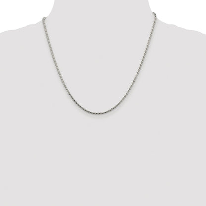 Sterling Silver Rhodium-plated 2.15mm Diamond-cut Round Spiga Chain