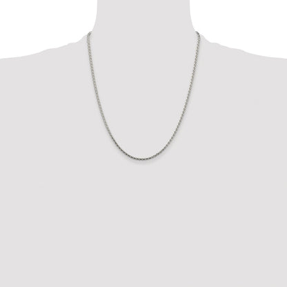 Sterling Silver Rhodium-plated 2.15mm Diamond-cut Round Spiga Chain