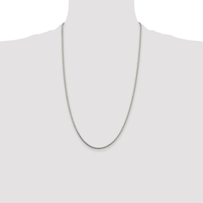 Sterling Silver Rhodium-plated 2.15mm Diamond-cut Round Spiga Chain