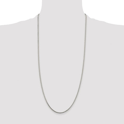 Sterling Silver Rhodium-plated 2.15mm Diamond-cut Round Spiga Chain
