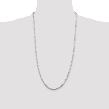 Sterling Silver 2.85mm Diamond-cut Round Spiga Chain
