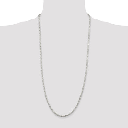 Sterling Silver 2.85mm Diamond-cut Round Spiga Chain