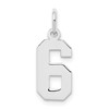 Sterling Silver/Rhodium-plated Polished Number 6 Charm