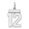 Sterling Silver/Rhodium-plated Polished Number 12 Charm