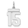 Sterling Silver/Rhodium-plated Polished Number 15 Charm
