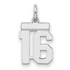 Sterling Silver/Rhodium-plated Polished Number 16 Charm