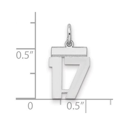 Sterling Silver/Rhodium-plated Polished Number 17 Charm