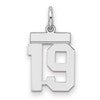 Sterling Silver/Rhodium-plated Polished Number 19 Charm