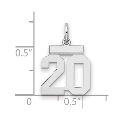 Sterling Silver/Rhodium-plated Polished Number 20 Charm