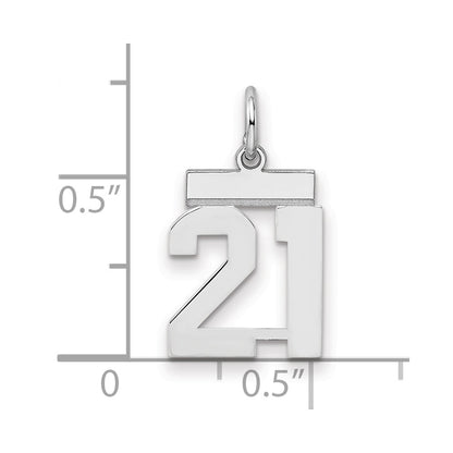 Sterling Silver/Rhodium-plated Polished Number 21 Charm