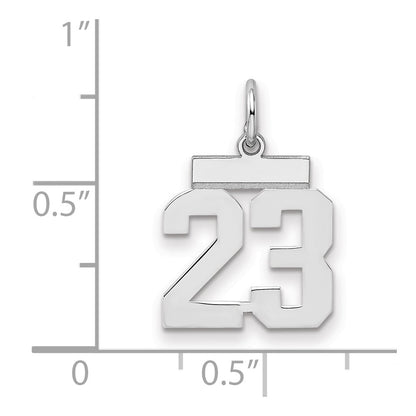 Sterling Silver/Rhodium-plated Polished Number 23 Charm