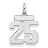 Sterling Silver/Rhodium-plated Polished Number 25 Charm
