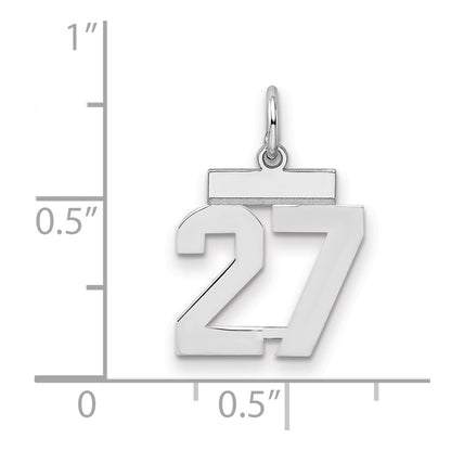 Sterling Silver/Rhodium-plated Polished Number 27 Charm