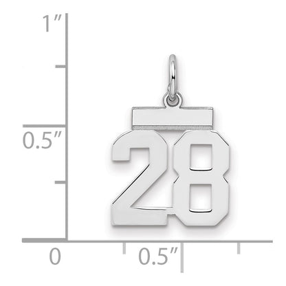 Sterling Silver/Rhodium-plated Polished Number 28 Charm